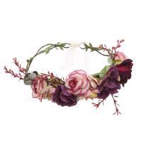 Guirlande de cheveux, tissu, avec ruban de satin, fleur, Réglable & cadeau de mariage & pour femme, multicolore, 240x240x50mm, Vendu par PC