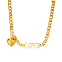 Титановые стали ожерелье, титан, Сердце, ювелирные изделия моды & Женский, золотой, 5.1mm,16.3mm, длина:Приблизительно 19.7 дюймовый, продается PC