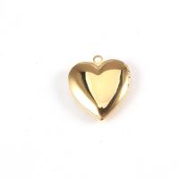 Цинка сплав медальон подвески, Нержавеющая сталь 304, Сердце, полированный, с фото медальон, Золотой, 25x23mm, продается PC