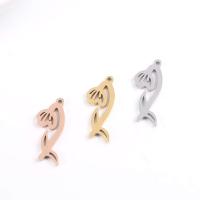 Stainless Steel Flower Pendant, 304 Stainless Steel, polished, DIY, more colors for choice, 21x9mm, Hole:Approx 1.5mm, Sold By PC
