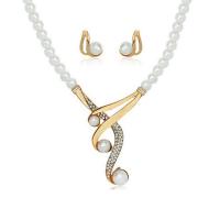Zinc Alloy Jewelry Sets Stud Earring & necklace with Crystal 2 pieces & fashion jewelry & for woman golden nickel lead & cadmium free Length Approx 18.5 Inch Sold By Set