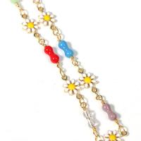 Brass Beading Chains Flower rack plating & DIY & enamel mixed colors nickel lead & cadmium free Sold By PC