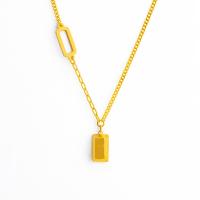 Collier d'acier titane, avec 5cm chaînes de rallonge, rectangle, bijoux de mode & réglable & pour femme, doré, Longueur:40 cm, Vendu par PC