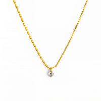 Titanium Steel Necklace, with Cubic Zirconia, with 5cm extender chain, Round, Vacuum Ion Plating, fashion jewelry & adjustable & for woman, golden, Length:40 cm, Sold By PC