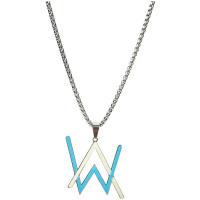 Titanstahl Halskette, Alphabet-Buchstabe, Modeschmuck & unisex & glänzend, Silberfarbe, 37x38mm, Länge 69 cm, verkauft von PC