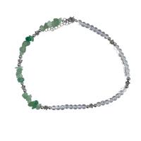 Collier en cristal, Gravier naturel, avec cristal, avec 5cm chaînes de rallonge, Patchwork & bijoux de mode & réglable & pour femme, vert, Longueur:41 cm, Vendu par PC