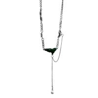 Titanstahl Halskette, mit Zinklegierung, mit Verlängerungskettchen von 9.5cm, Unregelmäßige, silberfarben plattiert, Modeschmuck & einstellbar & für Frau & Emaille, Silberfarbe, Länge:44.4 cm, verkauft von PC