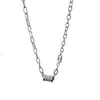 Zinc Alloy Jewelry Necklace with Brass with 5cm extender chain Column silver color plated fashion jewelry & adjustable & for woman & with rhinestone silver color nickel lead & cadmium free Length 50 cm Sold By PC