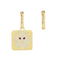 Pendientes asimétricos, aleación de zinc, chapado en color dorado, para mujer & con diamantes de imitación, dorado, 30x15mm, Vendido por Par