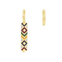Asymmetric Earrings, Tibetan Style, gold color plated, for woman & with rhinestone, gold, 50x10mm, Sold By Pair