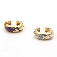 Tibetan Style Earring Clip, gold color plated, for woman & with rhinestone, more colors for choice, 18x12mm, Sold By PC