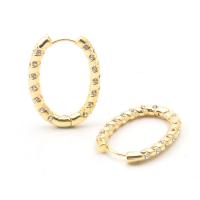 Tibetan Style Hoop Earring, gold color plated, for woman & with rhinestone, more colors for choice, 29x21mm, Sold By PC