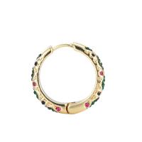 Tibetan Style Hoop Earring, gold color plated, for woman & with rhinestone, more colors for choice, 23x23mm, Sold By PC