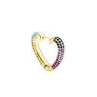 Rhinestone Earring Zinc Alloy Heart gold color plated for woman & with rhinestone Sold By PC
