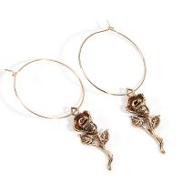 Brass Drop Earring Copper Alloy Rose gold color plated fashion jewelry & for woman Sold By Pair