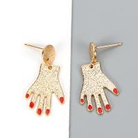 Zinc Alloy Drop Earrings Hand gold color plated fashion jewelry & for woman Sold By Pair