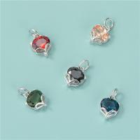 925 Sterling Silver Pendant, with Crystal, Fox, DIY, more colors for choice, 8.50x10.70mm, Hole:Approx 3.4mm, Sold By PC