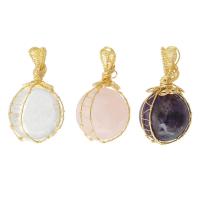 Quartz Gemstone Pendants, with brass wire, different materials for choice, more colors for choice, 28x50x28mm, Hole:Approx 3mm, Sold By PC