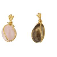 Gemstone Pendants Jewelry, Natural Stone, with brass wire, Nuggets, different materials for choice, more colors for choice, 18-24*39-49*18-25mm, Hole:Approx 3mm, Sold By PC