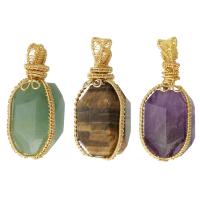 Gemstone Pendants Jewelry Natural Stone with brass wire 18-19*40-44*17-20mm Approx 3-4mm Sold By PC