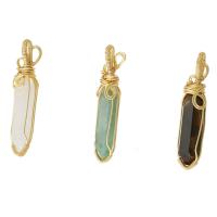 Biżuteria wisiorki kamienie, Kamień naturalny, ze Druty mosiężne, Bryłki, do wyboru różne materiały, dostępnych więcej kolorów, 10-11*49-51*10-11mm, otwór:około 2-3mm, sprzedane przez PC