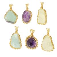 Gemstone Pendants Jewelry Natural Stone with brass wire 29-36*44-58*13-27mm Approx 3-6mm Sold By PC