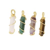 Gemstone Pendants Jewelry, Natural Stone, with brass wire, Nuggets, different materials for choice, more colors for choice, 11-12*39-43*11-12mm, Hole:Approx 4-5mm, Sold By PC
