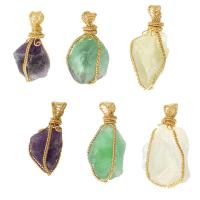 Gemstone Pendants Jewelry, Natural Stone, with brass wire, Nuggets, DIY & different materials for choice, more colors for choice, 17-28*39-46*19-30mm, Hole:Approx 3mm, Sold By PC