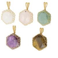 Gemstone Pendants Jewelry, Natural Stone, with brass wire, DIY & different materials for choice, more colors for choice, 27x40.50x9.50mm, Hole:Approx 4mm, Sold By PC