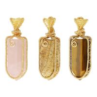 Gemstone Pendants Jewelry Natural Stone with brass wire Approx 3mm Sold By PC