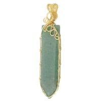 Natural Aventurine Pendants, Green Aventurine, with brass wire, DIY, green, 15x67x6mm, Hole:Approx 3mm, Sold By PC