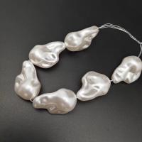 ABS-Kunststoff-Perlen, Barock, Einbrennlack, DIY, weiß, 20x29.50mm, ca. 40PCs/Strang, verkauft per ca. 15 ZollInch Strang