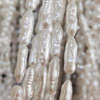 ABS plastične perle, ABS plastike biser, Barok, možete DIY, bijel, 7.50x18.70mm, Približno 60računala/Strand, Prodano Per Približno 15 inčni Strand