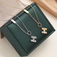 Titanium Steel Necklace with Shell Letter H fashion jewelry & for woman Length Approx 17.72 Inch Sold By PC