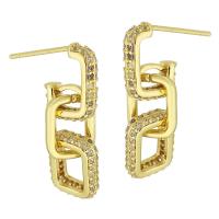 Cubic Zirconia Micro Pave Brass Earring, gold color plated, fashion jewelry & micro pave cubic zirconia & for woman, golden, 26mm, 5Pairs/Lot, Sold By Lot