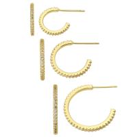 Cyrkonia mikro Brukuje Mosiądz Kolczyk, Platerowane w kolorze złota, biżuteria moda & różnej wielkości do wyboru & mikro utorować cyrkonia & dla kobiety, złoty, 10par/wiele, sprzedane przez wiele