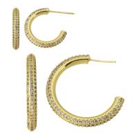 Cubic Zirconia Micro Pave Brass Earring, gold color plated, fashion jewelry & different size for choice & micro pave cubic zirconia & for woman, golden, 5Pairs/Lot, Sold By Lot