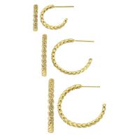 Cubic Zirconia Micro Pave Brass Earring, gold color plated, fashion jewelry & different size for choice & micro pave cubic zirconia & for woman, golden, 10Pairs/Lot, Sold By Lot