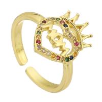 Kubieke Circonia Micro Pave Brass Ring, Messing, gold plated, mode sieraden & micro pave zirconia & voor vrouw, multi-gekleurde, 14mm, Gat:Ca 3mm, Maat:5.5, 10pC's/Lot, Verkocht door Lot