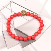 Fashion Turquoise Bracelets, Red Turquoise, with Tibetan Style, for woman, red, 8mm, Length:16 cm, Sold By PC