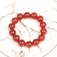Red Agate Bracelets, Round, Unisex, red, 14mm, Length:18 cm, Sold By PC