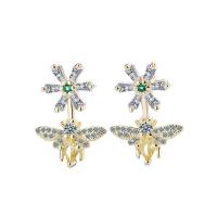 Brass Stud Earring fashion jewelry & for woman & with rhinestone Sold By Pair
