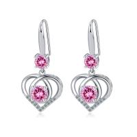 Cubic Zirconia Micro Pave Brass Earring, Heart, plated, fashion jewelry & micro pave cubic zirconia & for woman, more colors for choice, 33x13mm, Sold By Pair