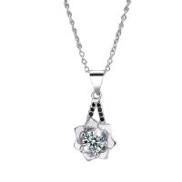 Collar de Latón, metal, con 5 extender cadena, Flor, Joyería & para mujer & con diamantes de imitación, 20x10mm, longitud:40 cm, Vendido por UD