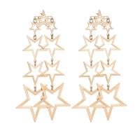Tibetan Style Drop Earrings, Star, for woman & hollow, more colors for choice, 122x41mm, Sold By Pair