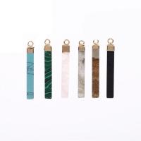 Gemstone Pendants Jewelry, Natural Stone, with Brass, Rectangle, gold color plated, different materials for choice & Unisex, more colors for choice, 6x40mm, Sold By PC