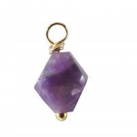 Gemstone Pendants Jewelry Natural Stone with Brass gold color plated Unisex 15mm Sold By PC