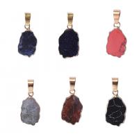 Gemstone Pendants Jewelry, Natural Stone, with Brass, irregular, gold color plated, different materials for choice & Unisex, more colors for choice, 13x17mm, Sold By PC