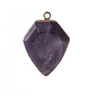 Gemstone Pendants Jewelry Natural Stone with Brass Rhombus gold color plated & Unisex Sold By PC
