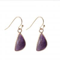 Natural Gemstone Earrings Natural Stone with Brass Triangle & for woman & faceted Sold By Pair